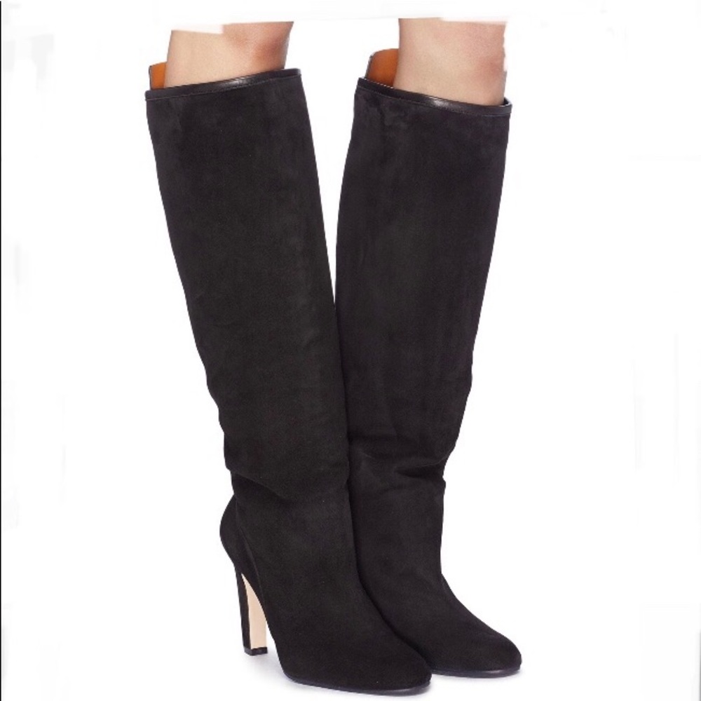 Stuart Weitzman Leather Tab Suede Knee Boots